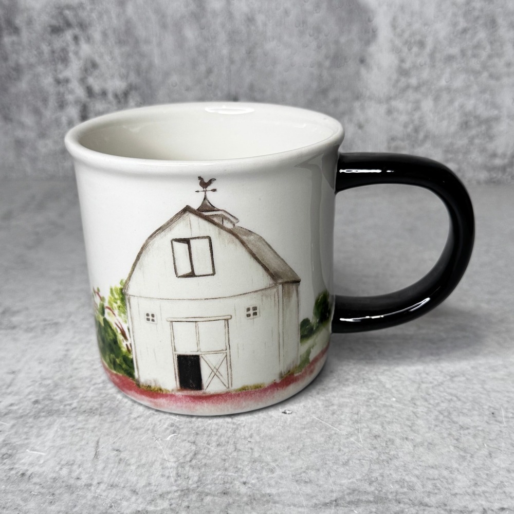 Market Square White Barn Rooster Weather Vane Ceramic Coffee Mug Farmhouse